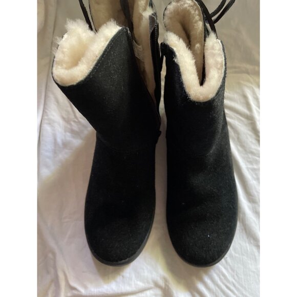Koolaburra By Ugg Womens Shazi Short Black Boots US 8 Water-Resistant Suede Lace - Picture 12 of 12